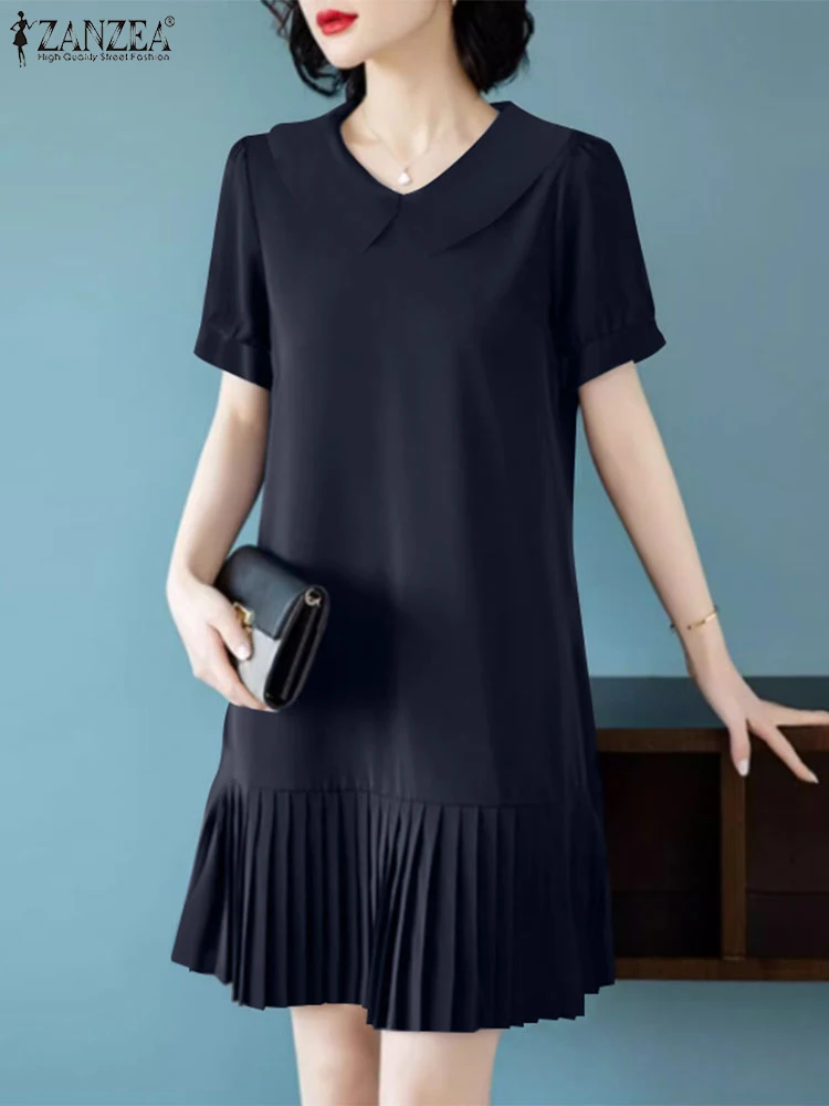ZANZEA Korean Fashion Pleated Hem Mini Dress Casual Solid Peter-pan Collar Women Dresses Elegant Puff Sleeve Short Vestidos
ZANZEA Korean Fashion Pleated Hem Mini Dress Casual Solid Peter-pan Collar Women Dresses Elegant Puff Sleeve Short Vestidos