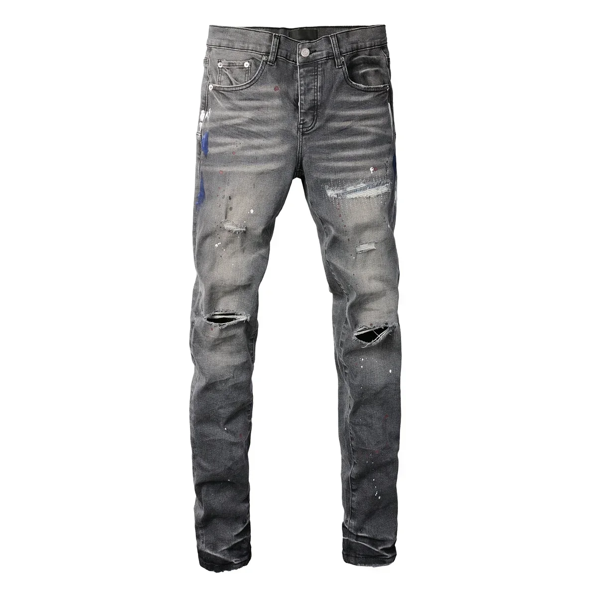 High Quality Men's Jeans Streetwear Distressed Gray Stretch Skinny Destroyed Holes Graffiti Ripped Jeans
High Quality Men's Jeans Streetwear Distressed Gray Stretch Skinny Destroyed Holes Graffiti Ripped Jeans