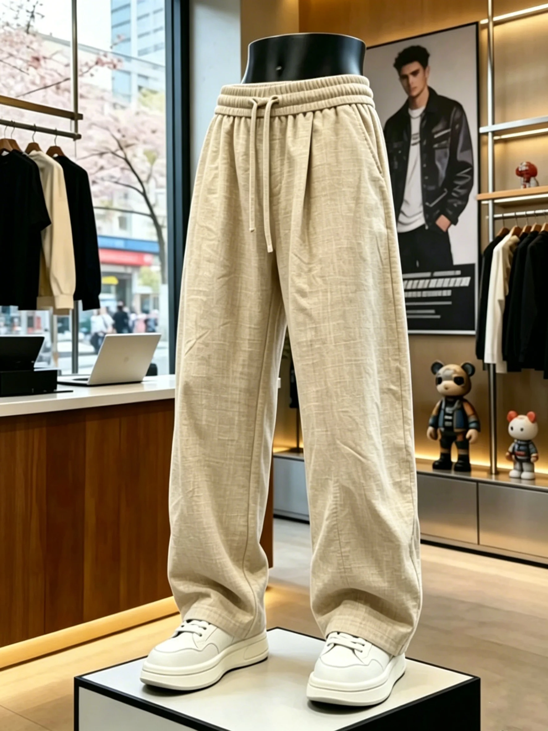 Light Khaki Men's Casual Pants Slim Straight Cut Loose Fit Summer Thin Cotton Linen Feel Bowed Knife Long Trousers
Light Khaki Men's Casual Pants Slim Straight Cut Loose Fit Summer Thin Cotton Linen Feel Bowed Knife Long Trousers