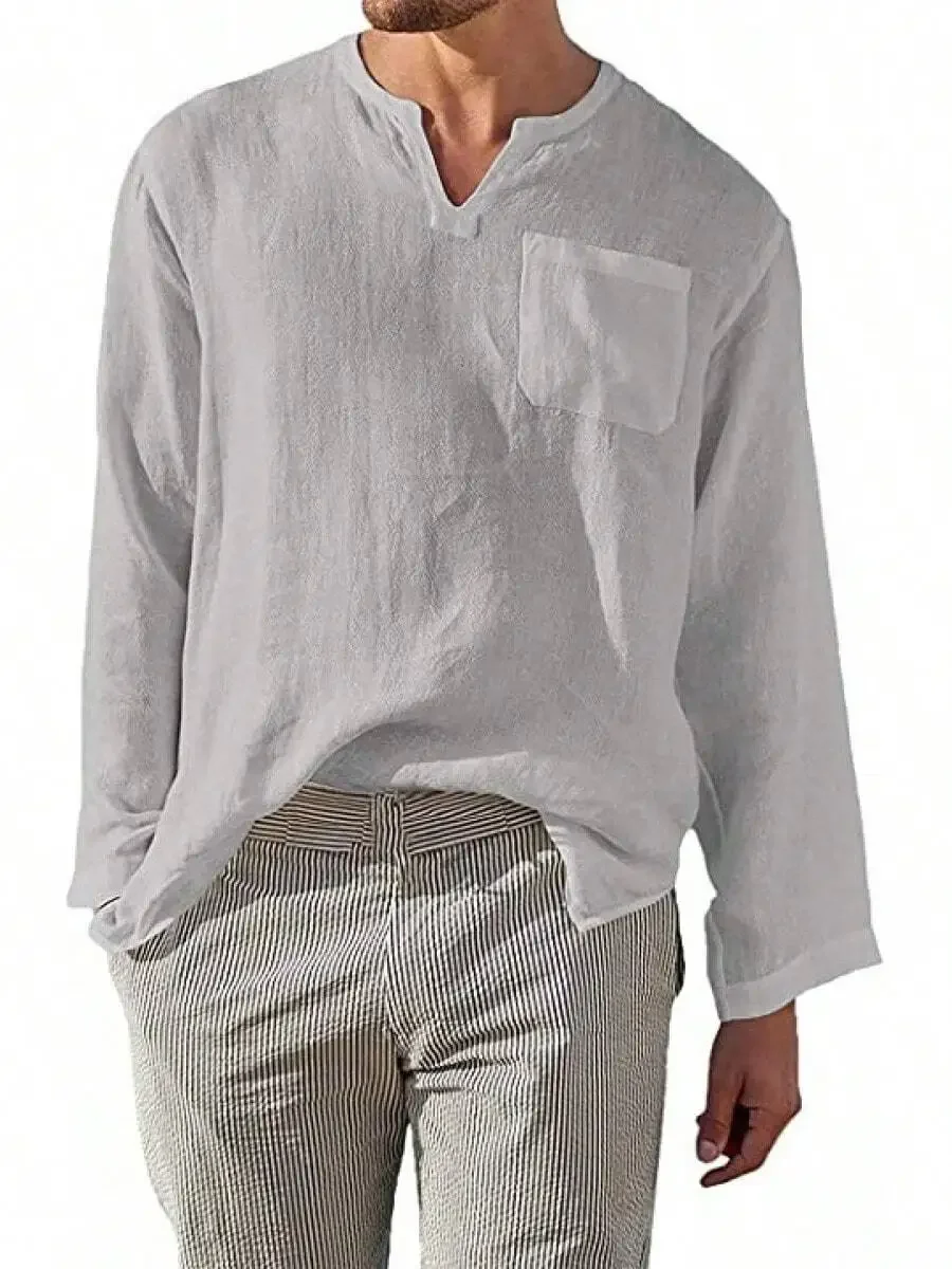 Mens Loose V-Neck Long Sleeve Casual Shirt Spring Summer Polyester
Mens Loose V-Neck Long Sleeve Casual Shirt Spring Summer Polyester