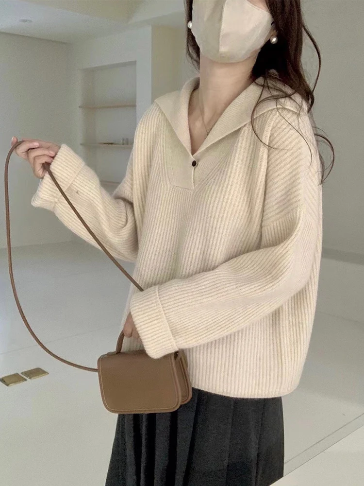 Ladies' Soft Bear Velvet Knitted Sweater Spring 2026 Trendy Long Sve Navy Collar Comfortable Casual Sle Korean Version
Ladies' Soft Bear Velvet Knitted Sweater Spring 2026 Trendy Long Sve Navy Collar Comfortable Casual Sle Korean Version