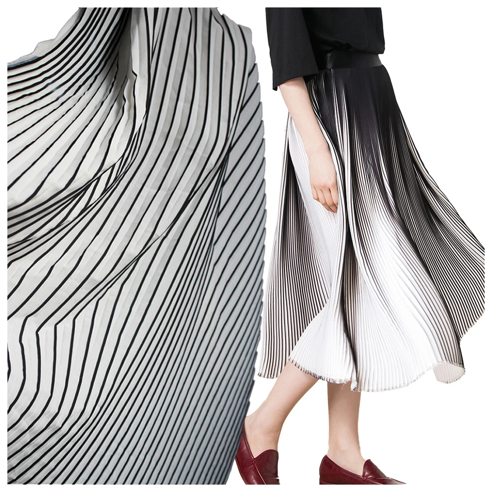 Black White Stripe Pleated Fabric Crumple Accordion Pleat Fabric for Dress Skirt Pants 140cm 55" Wide M104F1
Black White Stripe Pleated Fabric Crumple Accordion Pleat Fabric for Dress Skirt Pants 140cm 55" Wide M104F1