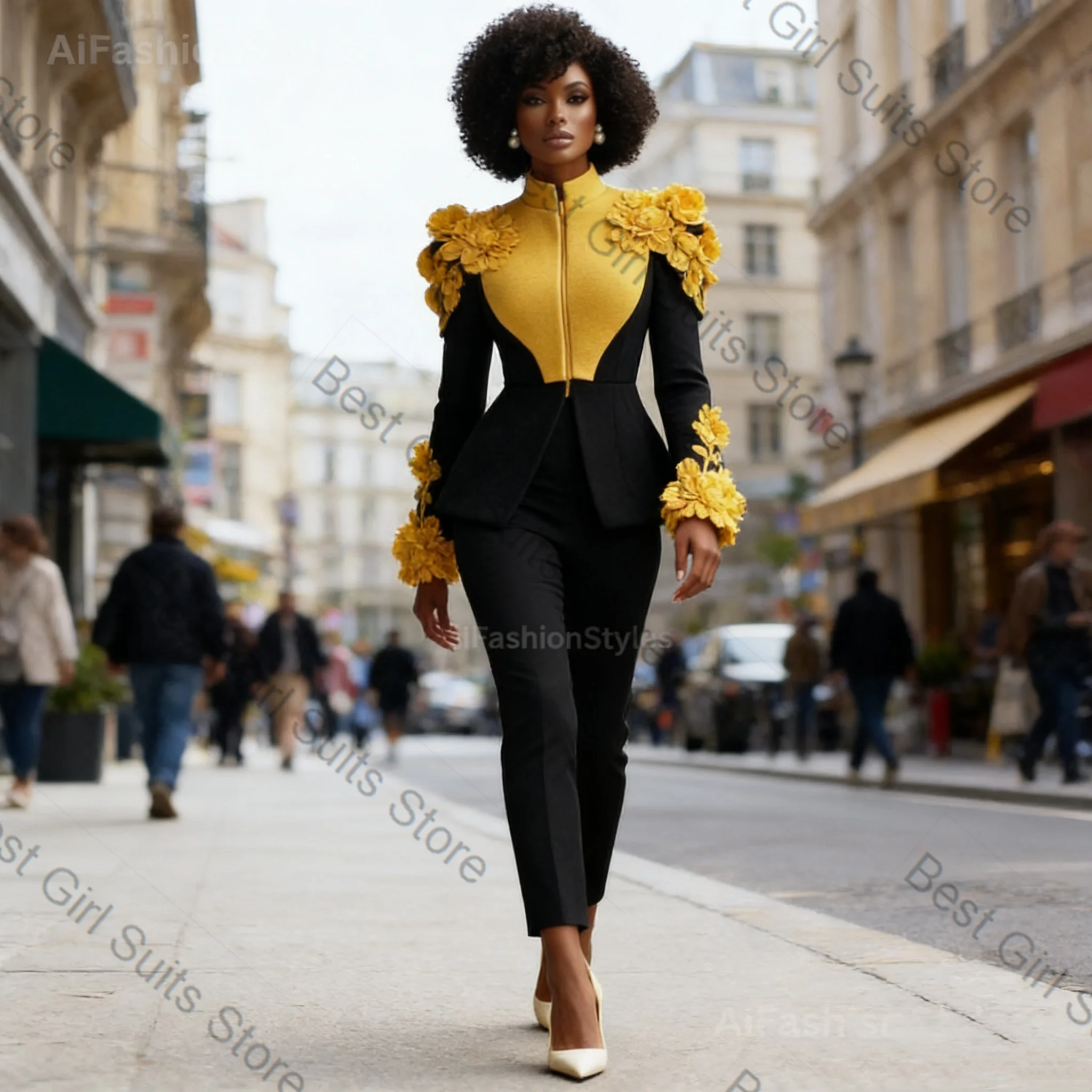 Black Yellow Women Suit Set 2 Pcs Blazer+Pants Trousers 3D Flower Prom Spring Formal Office Lady Jacket Customized Wedding Coat
Black Yellow Women Suit Set 2 Pcs Blazer+Pants Trousers 3D Flower Prom Spring Formal Office Lady Jacket Customized Wedding Coat