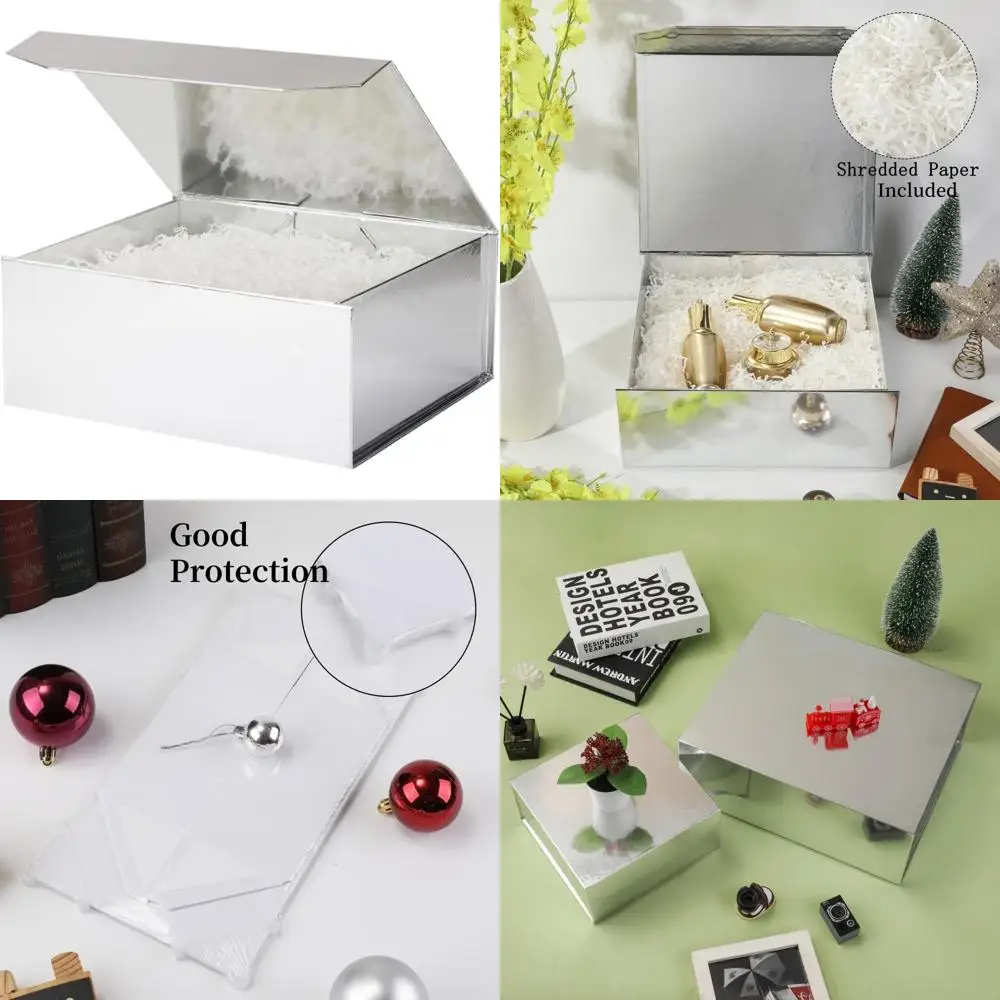 Large Silver Gift Box with Magnetic Lid and Crinkle Paper, 13x11x5.3 Inches
Large Silver Gift Box with Magnetic Lid and Crinkle Paper, 13x11x5.3 Inches