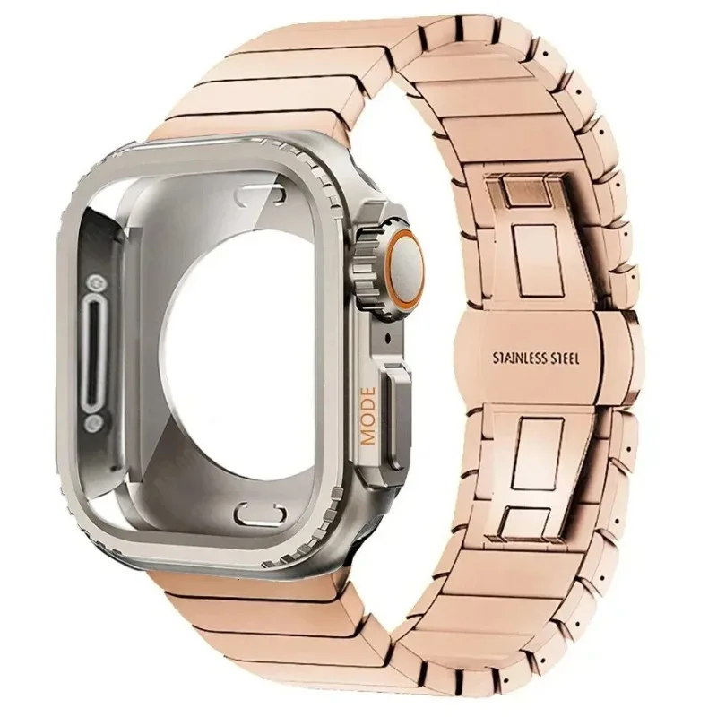 Stainless Steel Case+Strap for Apple Watch 45mm 44mm Ultra 2 49mm Series 9 8 7 6 SE 5 Metal Band Protective Shell Upgrade
Stainless Steel Case+Strap for Apple Watch 45mm 44mm Ultra 2 49mm Series 9 8 7 6 SE 5 Metal Band Protective Shell Upgrade