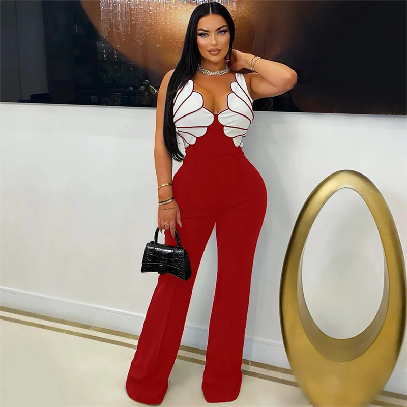 Sexy Club Party Birthday Jumpsuit Outfits Women Elegant V-neck Sleeveless Backless Wide Leg Overalls Patchwork One Pieces Romper
Sexy Club Party Birthday Jumpsuit Outfits Women Elegant V-neck Sleeveless Backless Wide Leg Overalls Patchwork One Pieces Romper