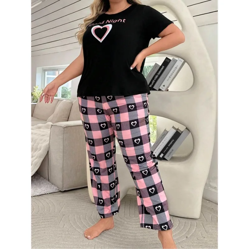 Плюс размер 1XL-5XL, женский модный топ с круглым вырезом и принтом в виде сердца и клетчатые брюки с эластичной резинкой на талии, комплект из двух предметов
Плюс размер 1XL-5XL, женский модный топ с круглым вырезом и принтом в виде сердца и клетчатые брюки с эластичной резинкой на талии, комплект из двух предметов