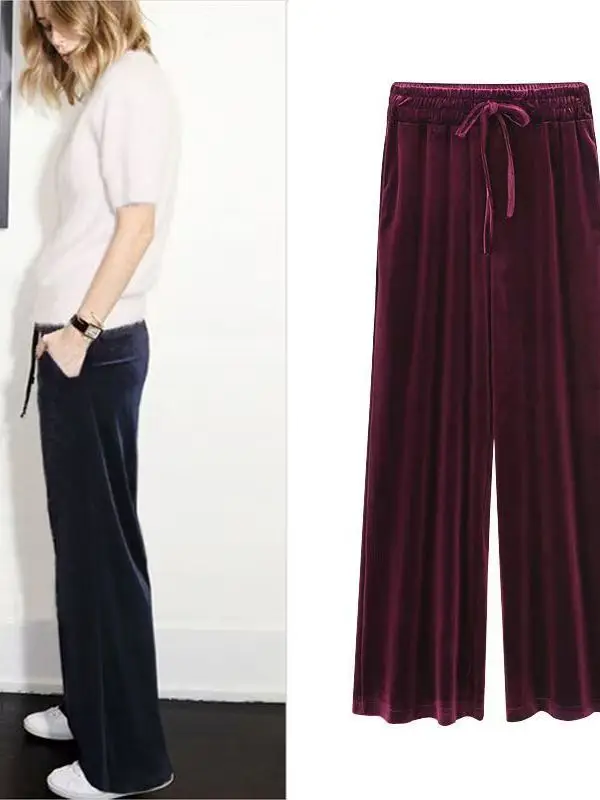 Spring 2026 Casual Wide Leg Pants Drapey Velvet Loose plus Size Women's High Waist Straight Cut Comfortable Breathable Trousers
Spring 2026 Casual Wide Leg Pants Drapey Velvet Loose plus Size Women's High Waist Straight Cut Comfortable Breathable Trousers
