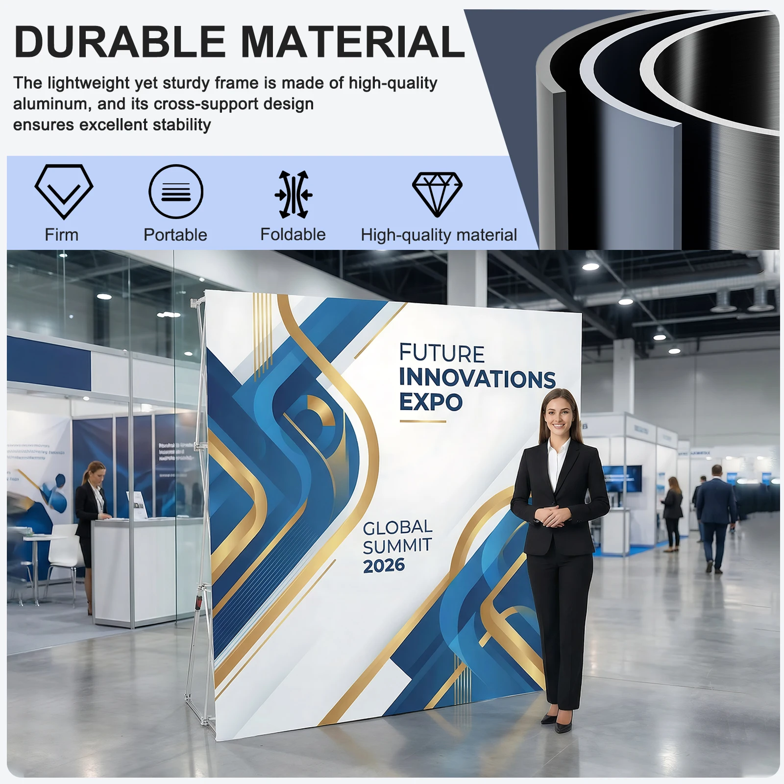Portable Backdrop Booth Frame Detachable Tension Fabric Collapsible Stand Foldable Support Bracket for Wedding Exhibition Events
Portable Backdrop Booth Frame Detachable Tension Fabric Collapsible Stand Foldable Support Bracket for Wedding Exhibition Events