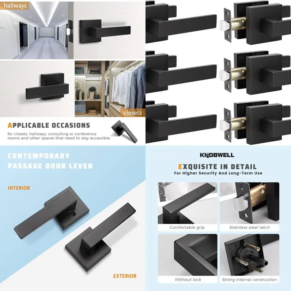 6-Pack Matte Black Heavy-Duty Interior Door Handles for Passage Doors, Suitable for Left or Right Handing, 2.07 lb, One Lever Se
6-Pack Matte Black Heavy-Duty Interior Door Handles for Passage Doors, Suitable for Left or Right Handing, 2.07 lb, One Lever Se