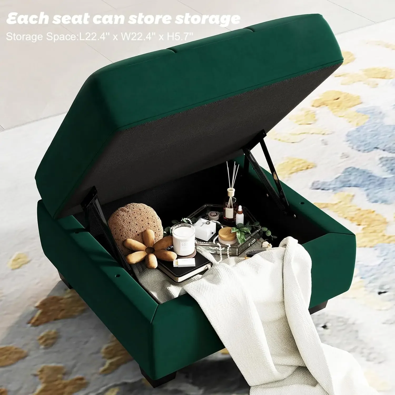 Sectional Modular Sofa with Storage Seats, Velvet Couch for Living Room, Apartment,Small Space
Sectional Modular Sofa with Storage Seats, Velvet Couch for Living Room, Apartment,Small Space