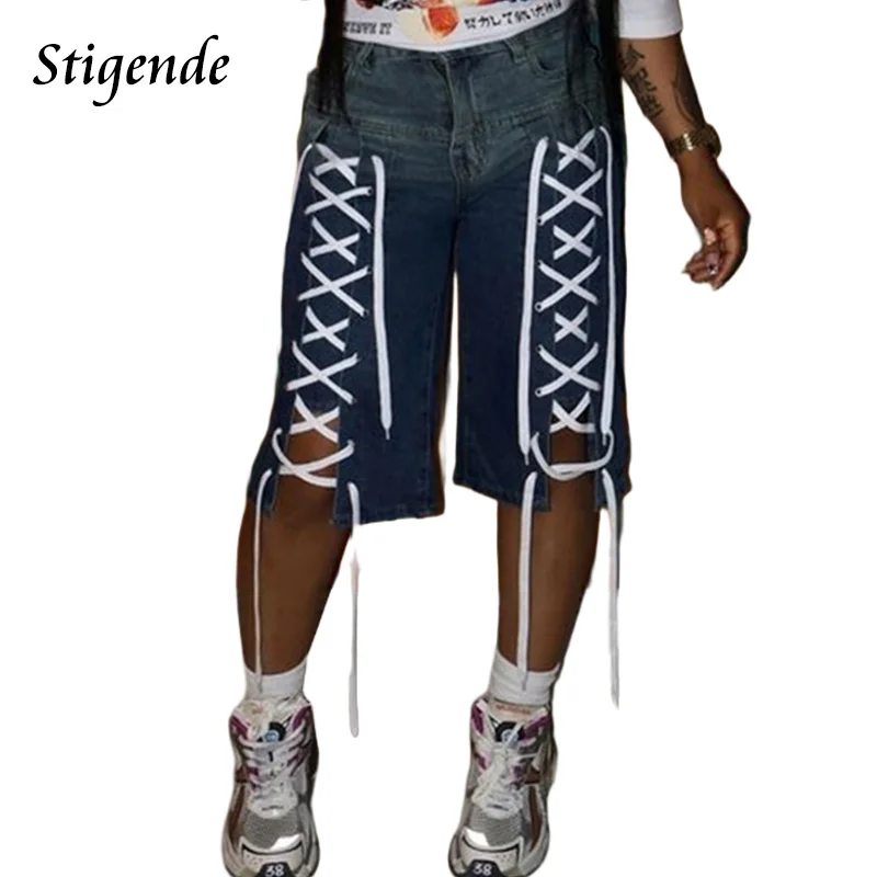 Stigende Women Bandage Stretch Denim Short Jeans Streetwear
Stigende Women Bandage Stretch Denim Short Jeans Streetwear