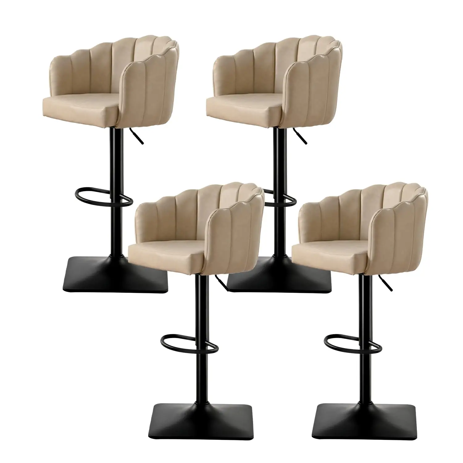 PU Leather Adjustable Swivel Bar Stools Set Of 4 With Back & Footrest For Kitchen Island Bar Dining, Customized
PU Leather Adjustable Swivel Bar Stools Set Of 4 With Back & Footrest For Kitchen Island Bar Dining, Customized
