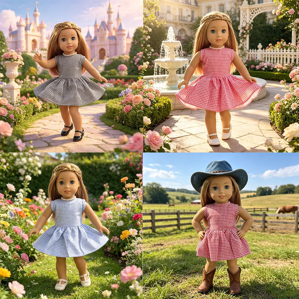 18 inch doll girl plaid tight dress doll summer fashion plaid dress suitable for 18 inch doll summer clothing, doll accessories
18 inch doll girl plaid tight dress doll summer fashion plaid dress suitable for 18 inch doll summer clothing, doll accessories