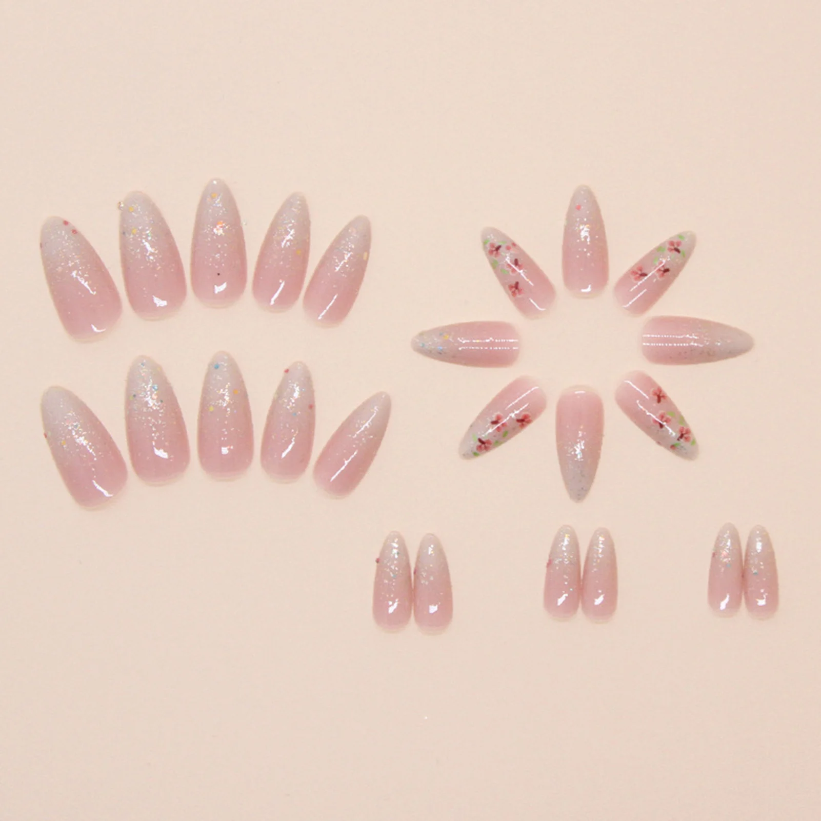 Gentle Pink Stick on Nails with Sequins Decor with Not Easy Break or Split Design for Fingernail DIY Decoration SAL99
Gentle Pink Stick on Nails with Sequins Decor with Not Easy Break or Split Design for Fingernail DIY Decoration SAL99