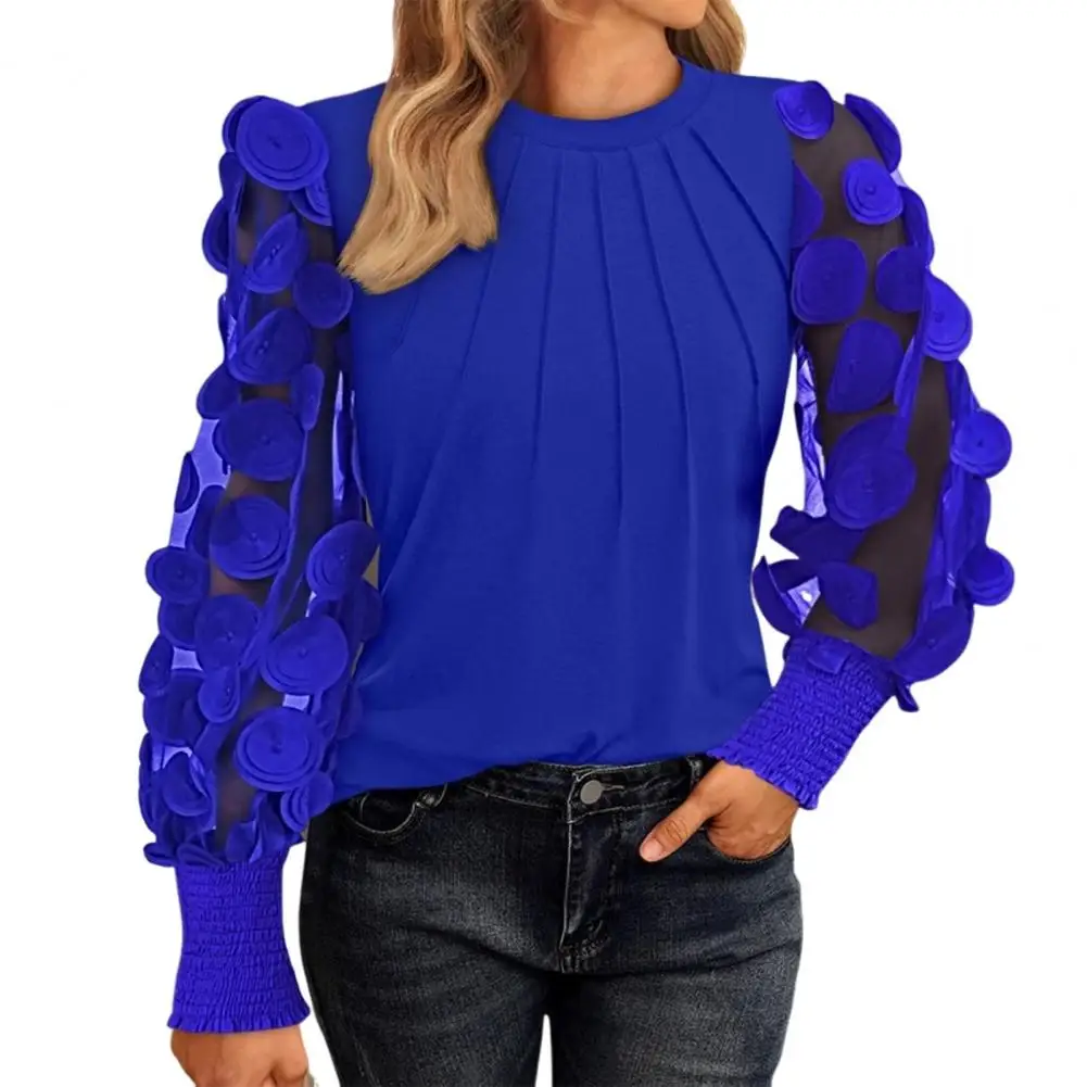 Comfortable Top Stylish Mesh Hollow Puff Sleeve Blouse For Women Versatile Round Neck Pullover Top With Solid Color For Ladies
Comfortable Top Stylish Mesh Hollow Puff Sleeve Blouse For Women Versatile Round Neck Pullover Top With Solid Color For Ladies