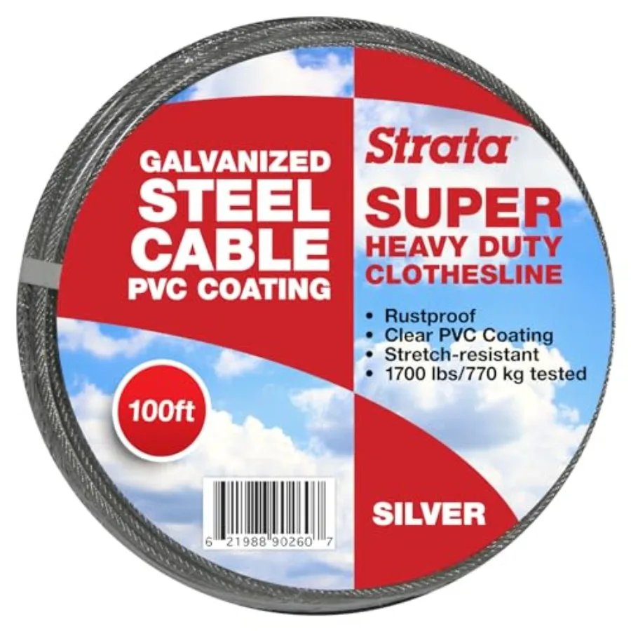 100 Feet Clothesline Outdoor Super Heavy Duty Galvanized Wire Steel Cable PVC Coating - Clothes Line Wires for Outside Laundry
100 Feet Clothesline Outdoor Super Heavy Duty Galvanized Wire Steel Cable PVC Coating - Clothes Line Wires for Outside Laundry