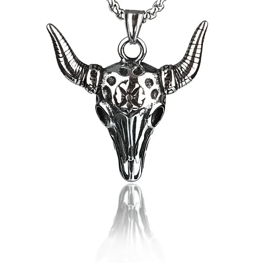 CHUANGCHENG Mens Cow Bull Head Skull Pendant Stainless Steel Men's Necklace Chain Jewelry Accessories Chains
CHUANGCHENG Mens Cow Bull Head Skull Pendant Stainless Steel Men's Necklace Chain Jewelry Accessories Chains