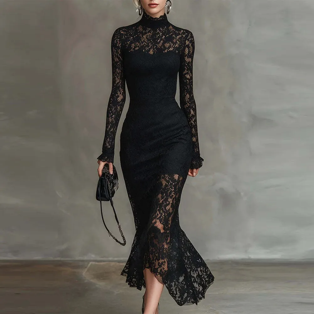 Elegant Knit Dress Long Sleeve Round Neck High Waist Asymmetrical Hem Fitted Maxi Length Form Fitting Evening Party Dress
Elegant Knit Dress Long Sleeve Round Neck High Waist Asymmetrical Hem Fitted Maxi Length Form Fitting Evening Party Dress