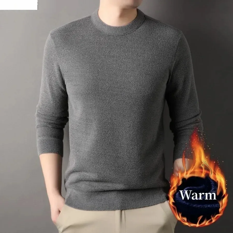 New Men's Casual Warm Knitted Sweater Pullovers Winter Plush Round Neck Solid Long Sleeve Sweaters Male All Match Sweater
New Men's Casual Warm Knitted Sweater Pullovers Winter Plush Round Neck Solid Long Sleeve Sweaters Male All Match Sweater