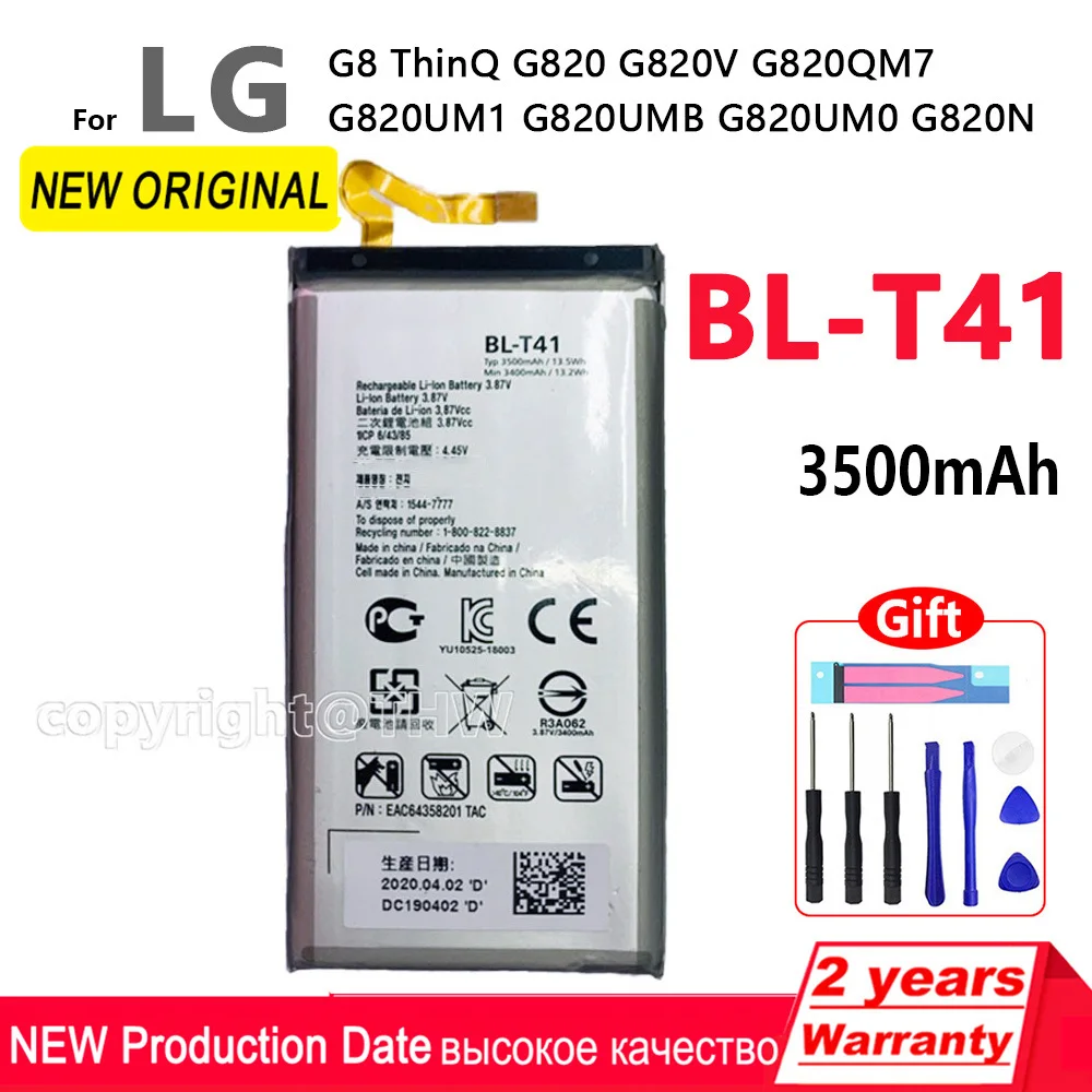 BL-T41 Battery For Lg G8 ThinQ BL T41 LMG820QM7 LMG820UM1 LM-G820UMB LMG820UM0 LM-G820N Mobile Phone Bateria+Tracking number
BL-T41 Battery For Lg G8 ThinQ BL T41 LMG820QM7 LMG820UM1 LM-G820UMB LMG820UM0 LM-G820N Mobile Phone Bateria+Tracking number