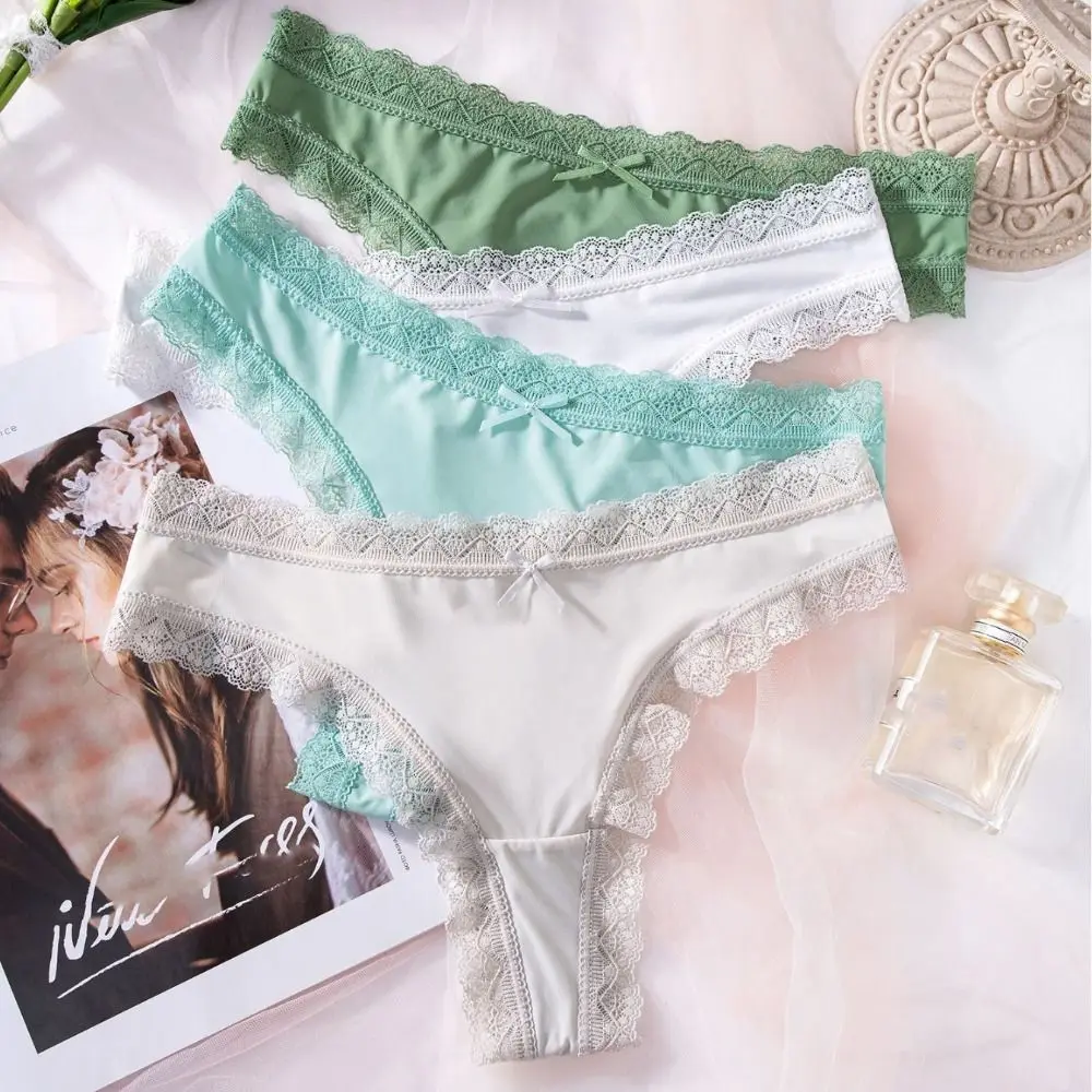 Comfortable Seamless Ice Silk Panties Cotton Crotch Thong Lace Bow Briefs Underwear Low Waist Women's Summer Panties Girl
Comfortable Seamless Ice Silk Panties Cotton Crotch Thong Lace Bow Briefs Underwear Low Waist Women's Summer Panties Girl