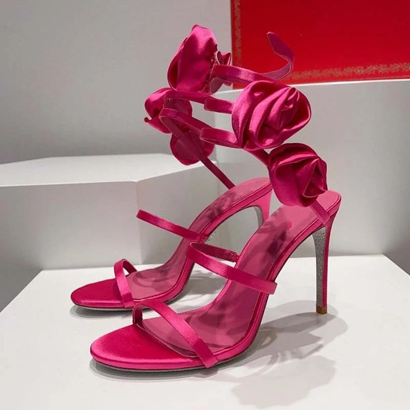 Women Round Toe Flower Sandals Solid Stiletto Heels Slip On Summer Fashion Sexy Silk Rose Banquet Wedding Party Women Shoes
Women Round Toe Flower Sandals Solid Stiletto Heels Slip On Summer Fashion Sexy Silk Rose Banquet Wedding Party Women Shoes