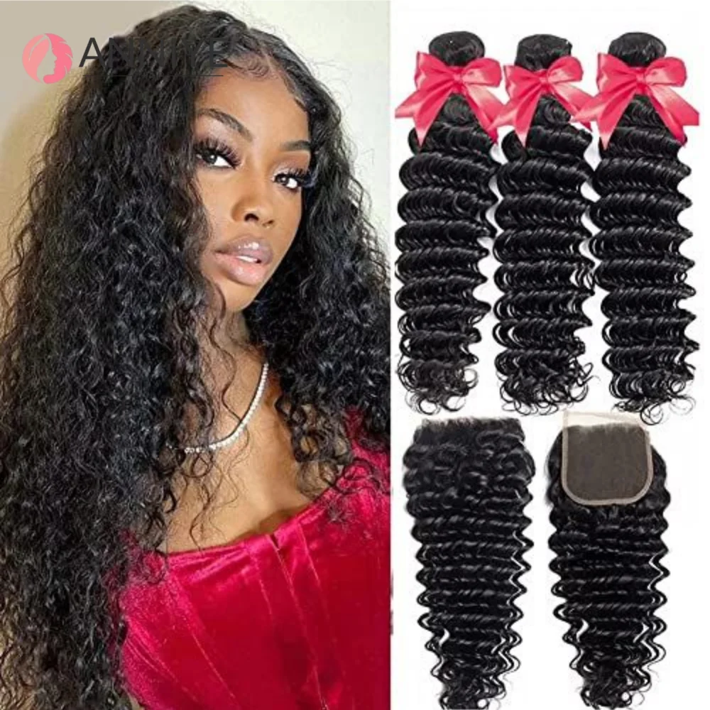 Deep Wave 3 Bundles With Closure Wet And Wavy Virgin Deep Wave Loose Deep Wave 100% Human Hair Bundles With Closure Remy Hair
Deep Wave 3 Bundles With Closure Wet And Wavy Virgin Deep Wave Loose Deep Wave 100% Human Hair Bundles With Closure Remy Hair