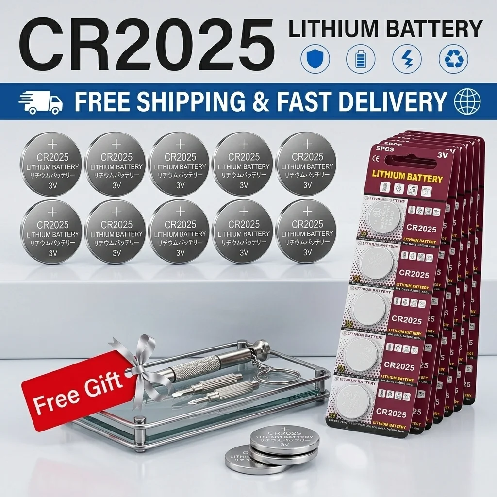 5-100PCS CR2025 3V Lithium Button Battery BR2025 ECR2025 DL2025 High Capacity Coin Cell for Watch Remote Key Calculator
5-100PCS CR2025 3V Lithium Button Battery BR2025 ECR2025 DL2025 High Capacity Coin Cell for Watch Remote Key Calculator