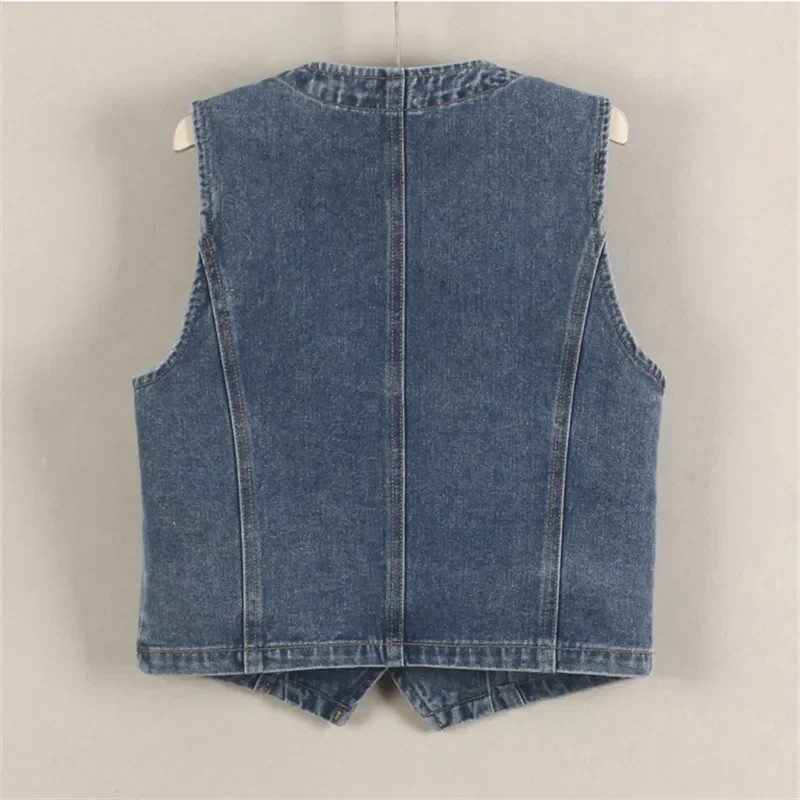 Vintage Dark Blue Slim Short Denim Vest Spring Summer Women Thin V-Neck Single-Breasted Sleeveless Cowboy Waistcoat Veste Femme
Vintage Dark Blue Slim Short Denim Vest Spring Summer Women Thin V-Neck Single-Breasted Sleeveless Cowboy Waistcoat Veste Femme