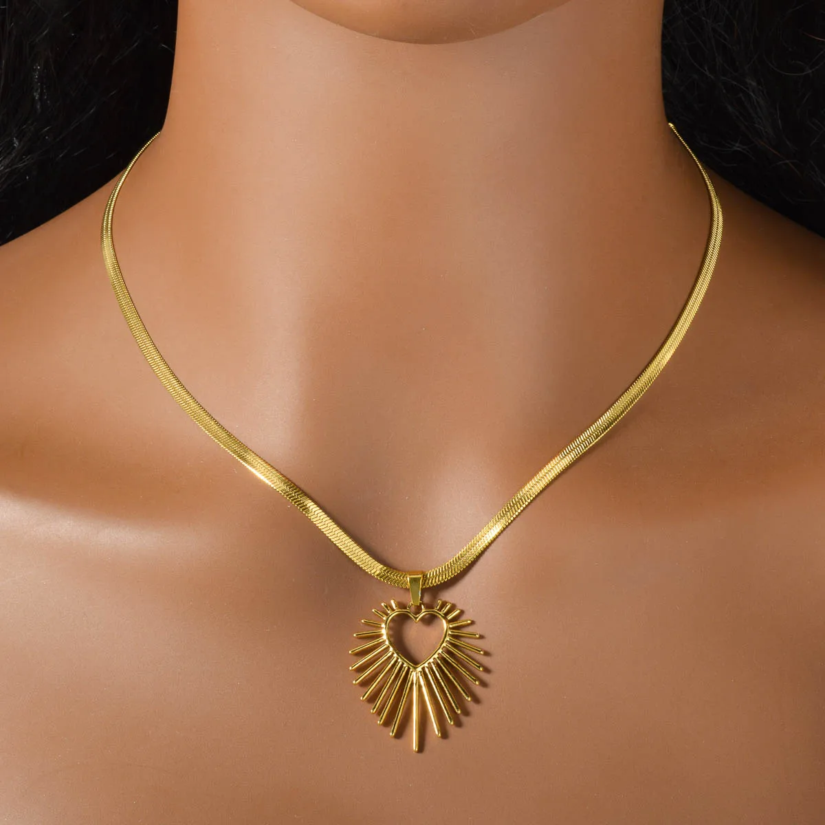 Geometric Heart Sun Pendant Necklace Stainless Steel Gold Color Choker Neck Chain Women Fashion Jewelry Gift for Mother Lover
Geometric Heart Sun Pendant Necklace Stainless Steel Gold Color Choker Neck Chain Women Fashion Jewelry Gift for Mother Lover