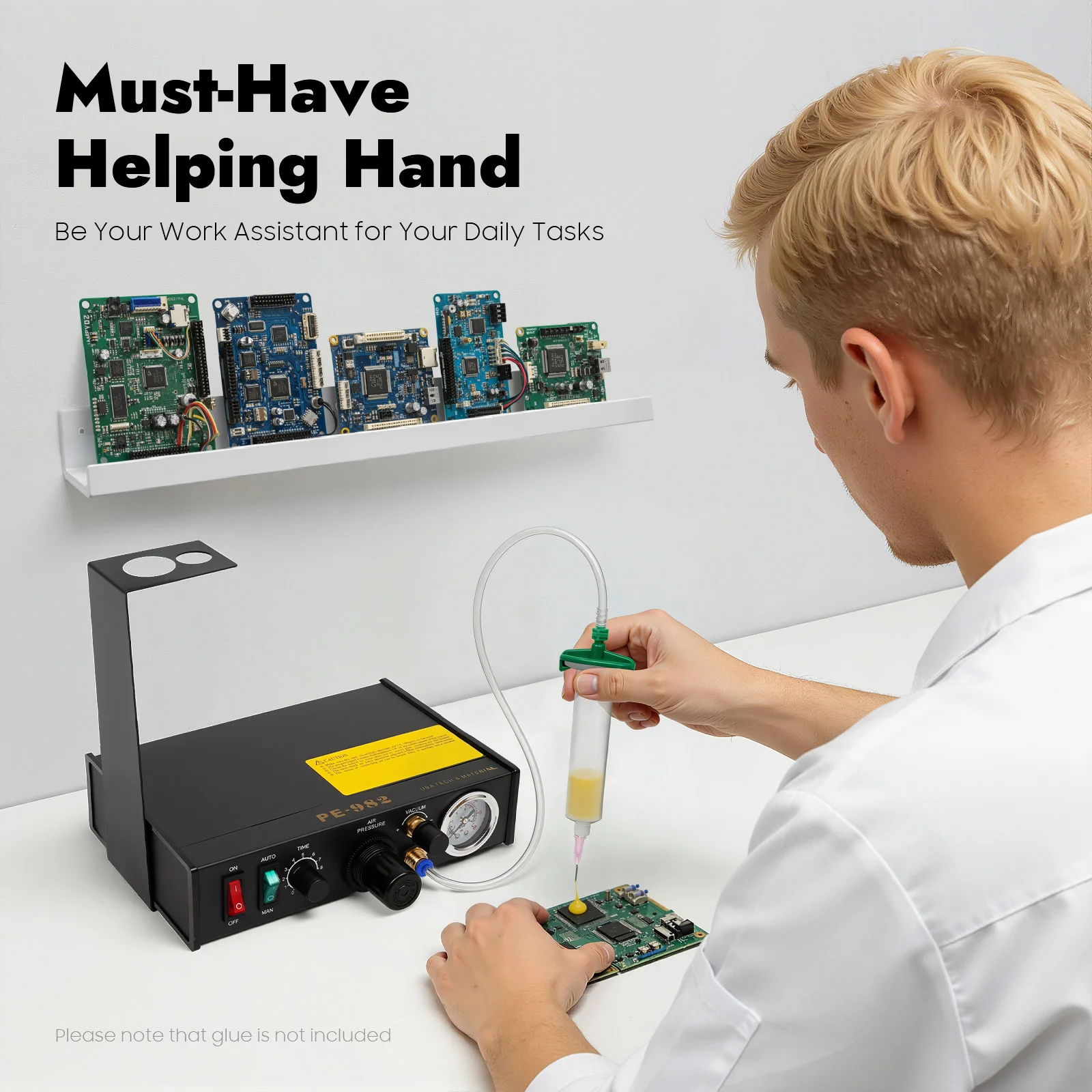 Pneumatic Dispensing Controller Glue Dispenser Solder Liquid Controller 982, Glue Dispenser Machine Solder Paste Controller Glue Dropper Glue Liquid Adhesive Dispenser Semi-Automatic/Manual Operations
Pneumatic Dispensing Controller Glue Dispenser Solder Liquid Controller 982, Glue Dispenser Machine Solder Paste Controller Glue Dropper Glue Liquid Adhesive Dispenser Semi-Automatic/Manual Operations