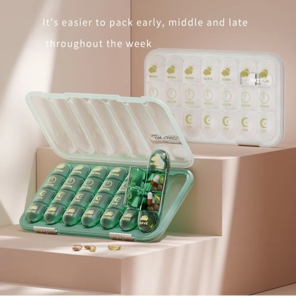 21 /28 Compartments Pill Organizer Separate Grid 3/4 Times-a-Day Weekly Pill Box Reusable Large Capacity Pill Storage Box
21 /28 Compartments Pill Organizer Separate Grid 3/4 Times-a-Day Weekly Pill Box Reusable Large Capacity Pill Storage Box