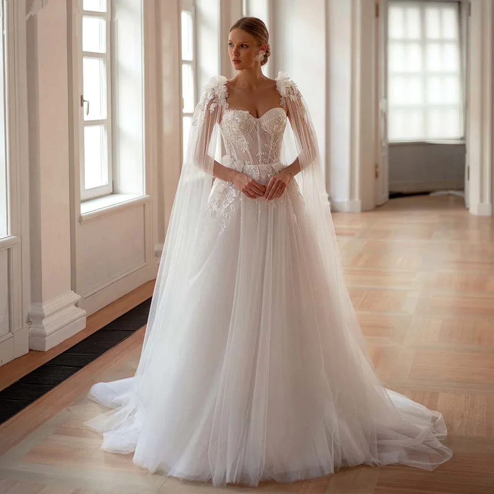 JEHETH Elegant Tulle Wedding Dress 2025 A-Line Spaghetti Strap Lace Appliques Bride Prom Gown Sweetheart Bridal Gowns Customed
JEHETH Elegant Tulle Wedding Dress 2025 A-Line Spaghetti Strap Lace Appliques Bride Prom Gown Sweetheart Bridal Gowns Customed