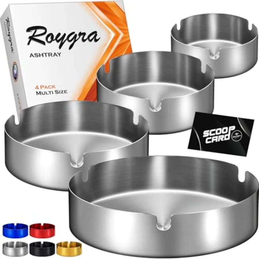 Ash Tray 4 Pack,Outdoor Ashtray for Outside Patio, Stainless Steel Ashtrays for Cigarettes with 3 Holder, Smoking Accessories,
Ash Tray 4 Pack,Outdoor Ashtray for Outside Patio, Stainless Steel Ashtrays for Cigarettes with 3 Holder, Smoking Accessories,