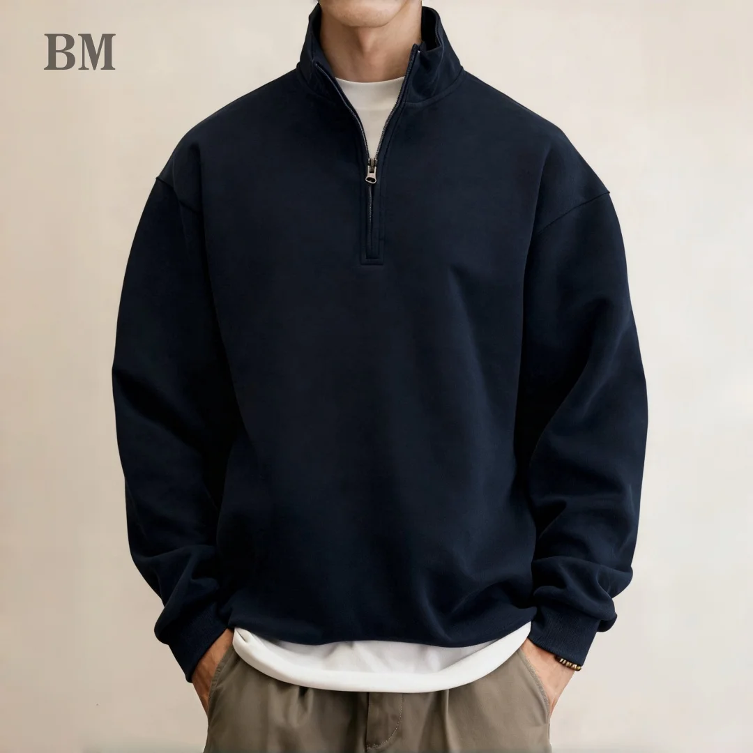 Men's American Vintage Stand Collar Half Zip Sweatshirt Loose Fit Grey Casual Trendy Minimalist Athletic Pullover Cotton Classic
Men's American Vintage Stand Collar Half Zip Sweatshirt Loose Fit Grey Casual Trendy Minimalist Athletic Pullover Cotton Classic