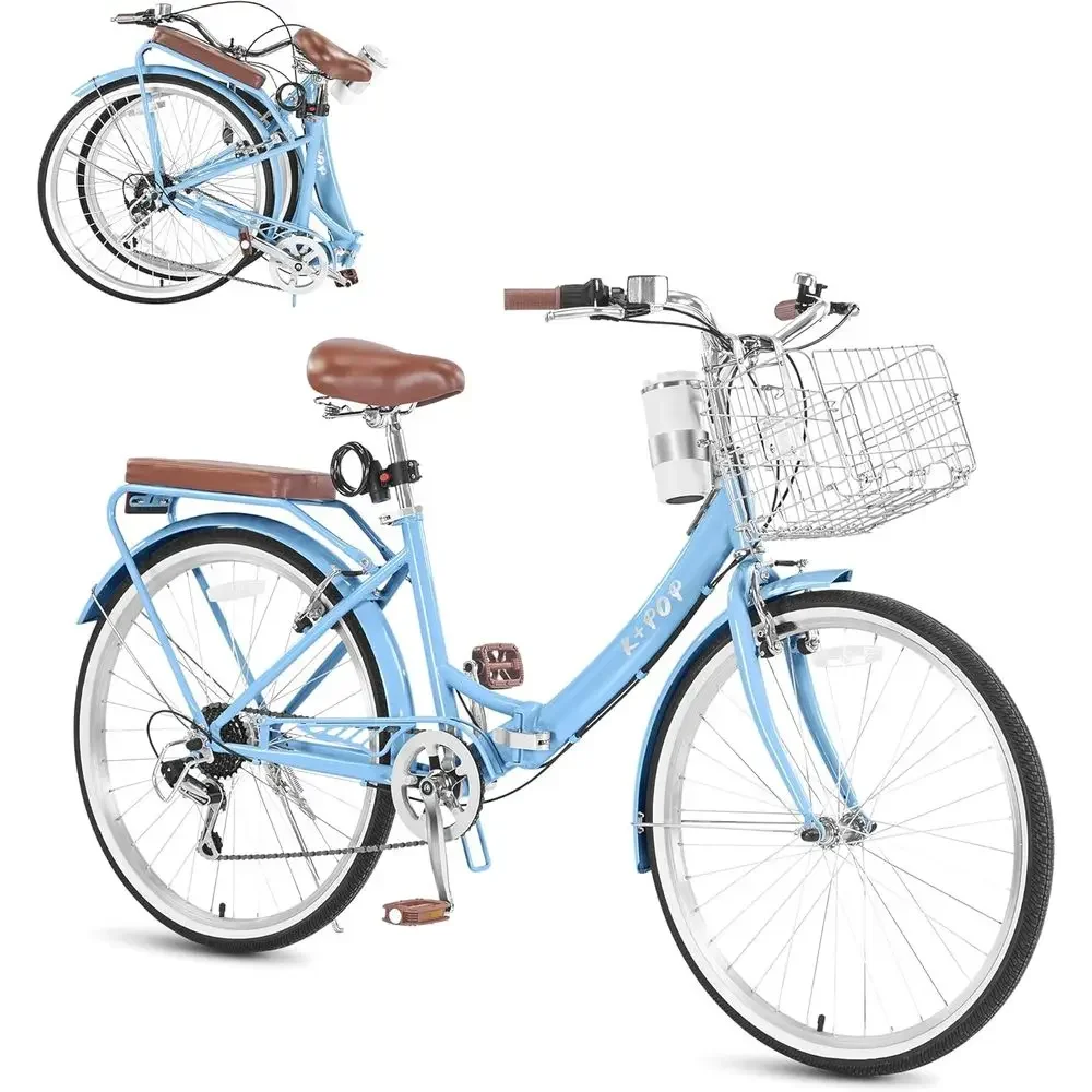 24-26 Inch Adjustable Women's Beach Cruiser Bike with 7 Speeds, Basket, and Cup Holder
24-26 Inch Adjustable Women's Beach Cruiser Bike with 7 Speeds, Basket, and Cup Holder