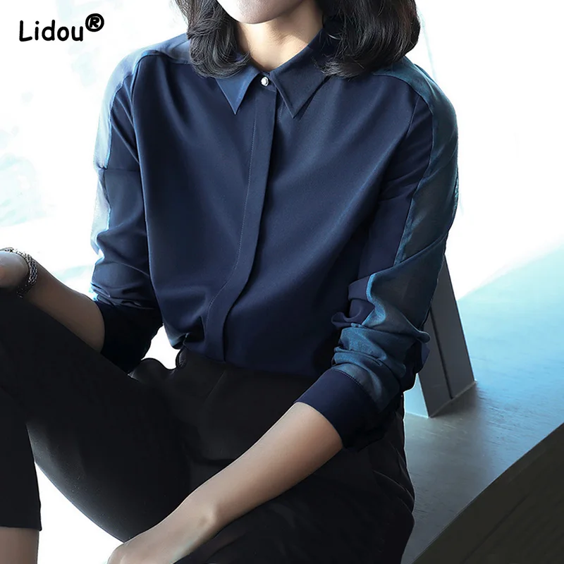 Spring Autumn Office Lady Solid Color Women's Clothing Thin Covered Button Turn-down Collar Long Sleeve Blouses Straight Tops
Spring Autumn Office Lady Solid Color Women's Clothing Thin Covered Button Turn-down Collar Long Sleeve Blouses Straight Tops
