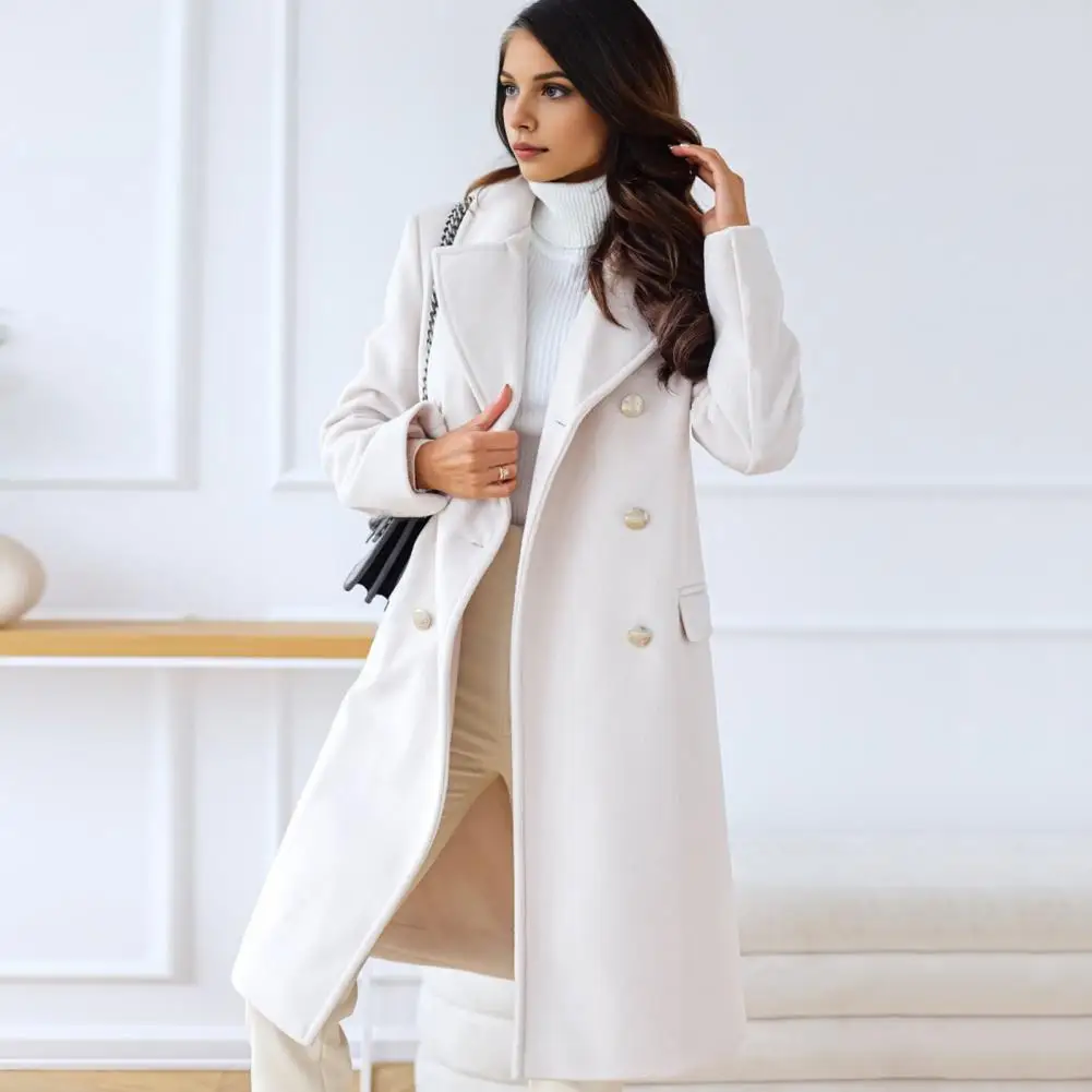 Women Coat Stylish Women's Double-breasted Winter Coat with Turn-down Collar Pockets Loose Fit Cardigan for Commuting for Cold
Women Coat Stylish Women's Double-breasted Winter Coat with Turn-down Collar Pockets Loose Fit Cardigan for Commuting for Cold