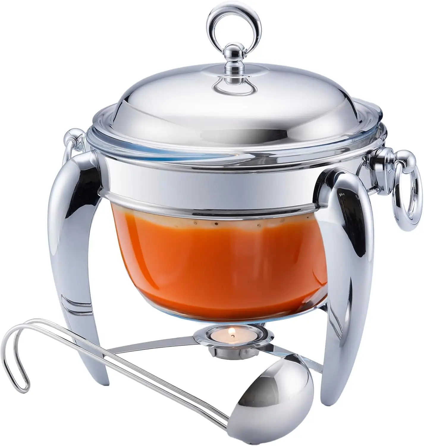 4 QT Soup Warmer | Soup Tureen for Parties Buffet, Stainless Steel Soup Chafer with Glass Serving Dish and Ladle
4 QT Soup Warmer | Soup Tureen for Parties Buffet, Stainless Steel Soup Chafer with Glass Serving Dish and Ladle
