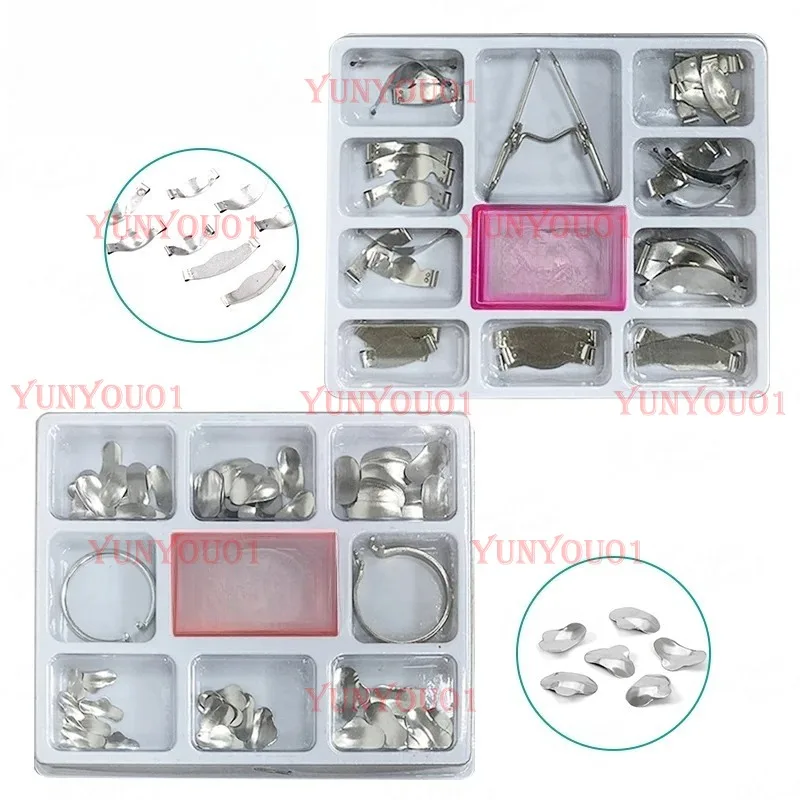 36/100 Pcs Dental Supplies Matrix with Springclip NO.1.330 Sectional Contoured Metal Matrices Full Kit for Teeth Replacement
36/100 Pcs Dental Supplies Matrix with Springclip NO.1.330 Sectional Contoured Metal Matrices Full Kit for Teeth Replacement