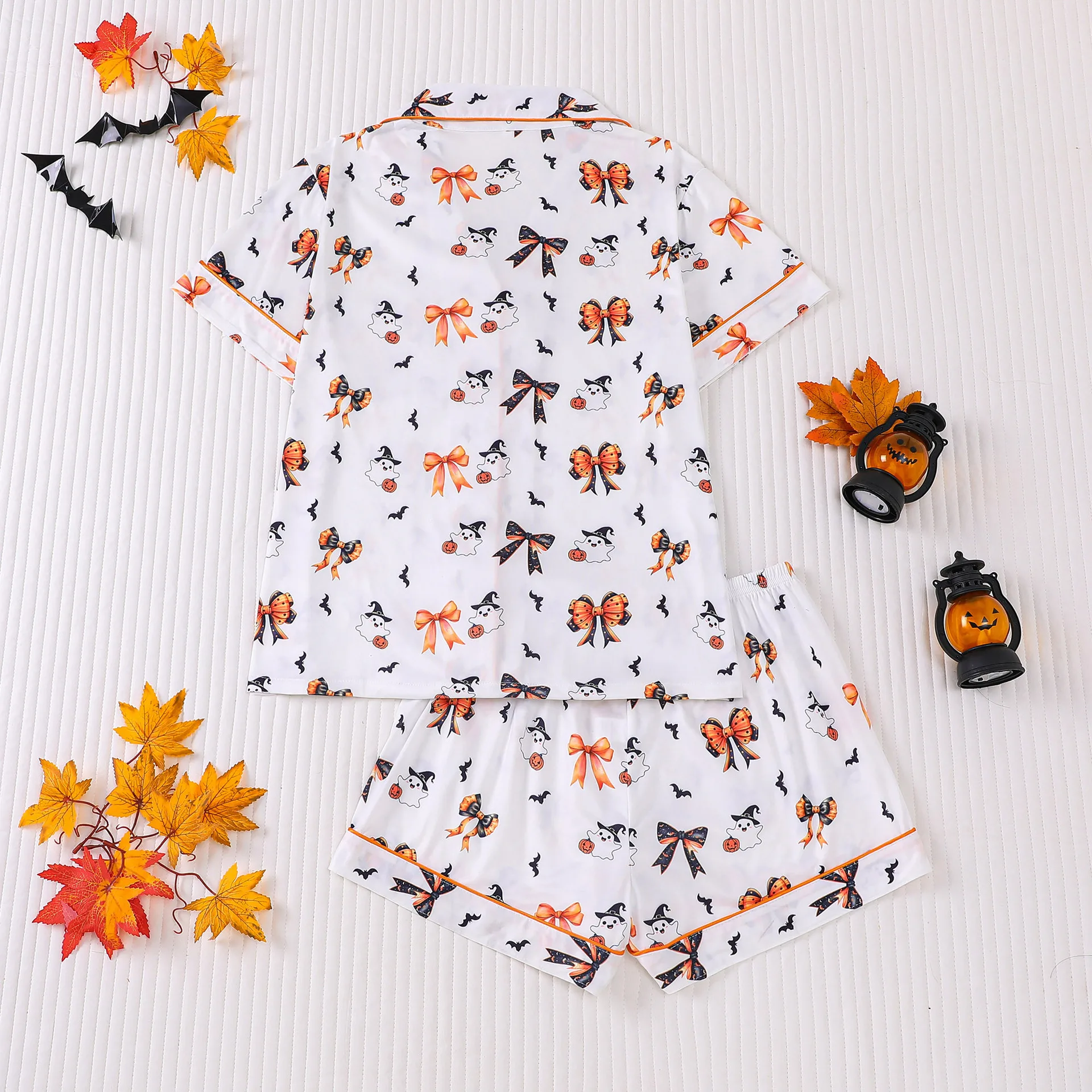 2025 Halloween Pajamas Set Women Spooky Print Short Sleeve Lounge Set Collared PJs Party Sleepwear Cotton Comfort
2025 Halloween Pajamas Set Women Spooky Print Short Sleeve Lounge Set Collared PJs Party Sleepwear Cotton Comfort