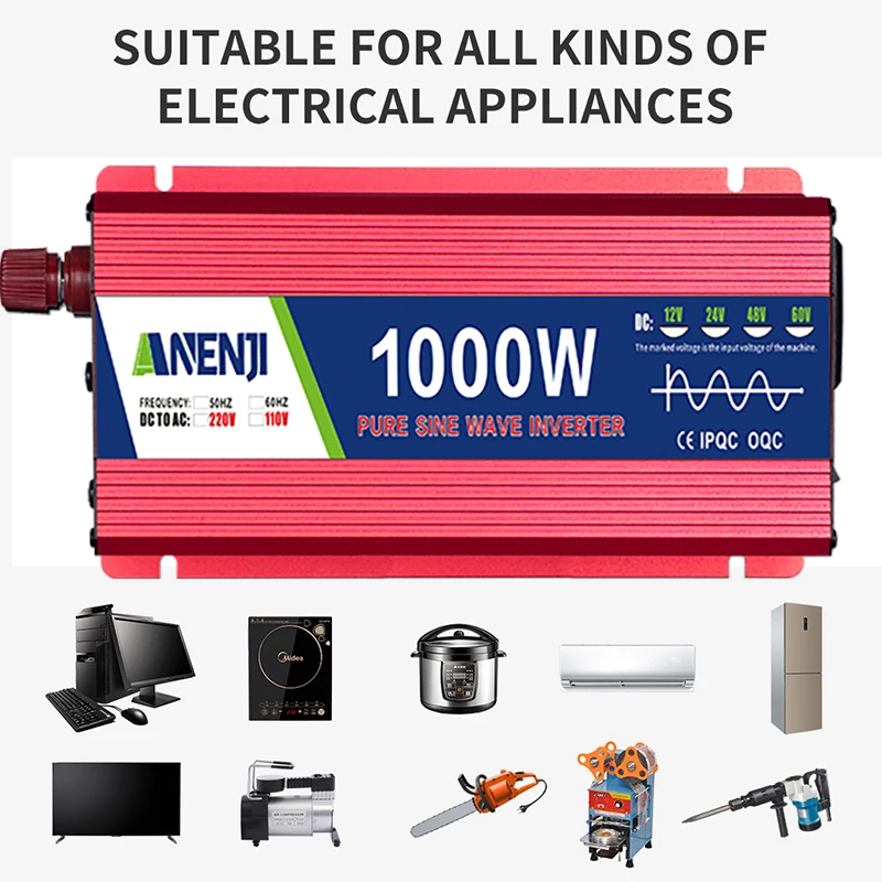Car Solar Pure Sine Wave Inverter 1000W 1600W 2200W 3000W DC To AC 110V/220V VoltageTransformer Power Converter Home Appliance
Car Solar Pure Sine Wave Inverter 1000W 1600W 2200W 3000W DC To AC 110V/220V VoltageTransformer Power Converter Home Appliance