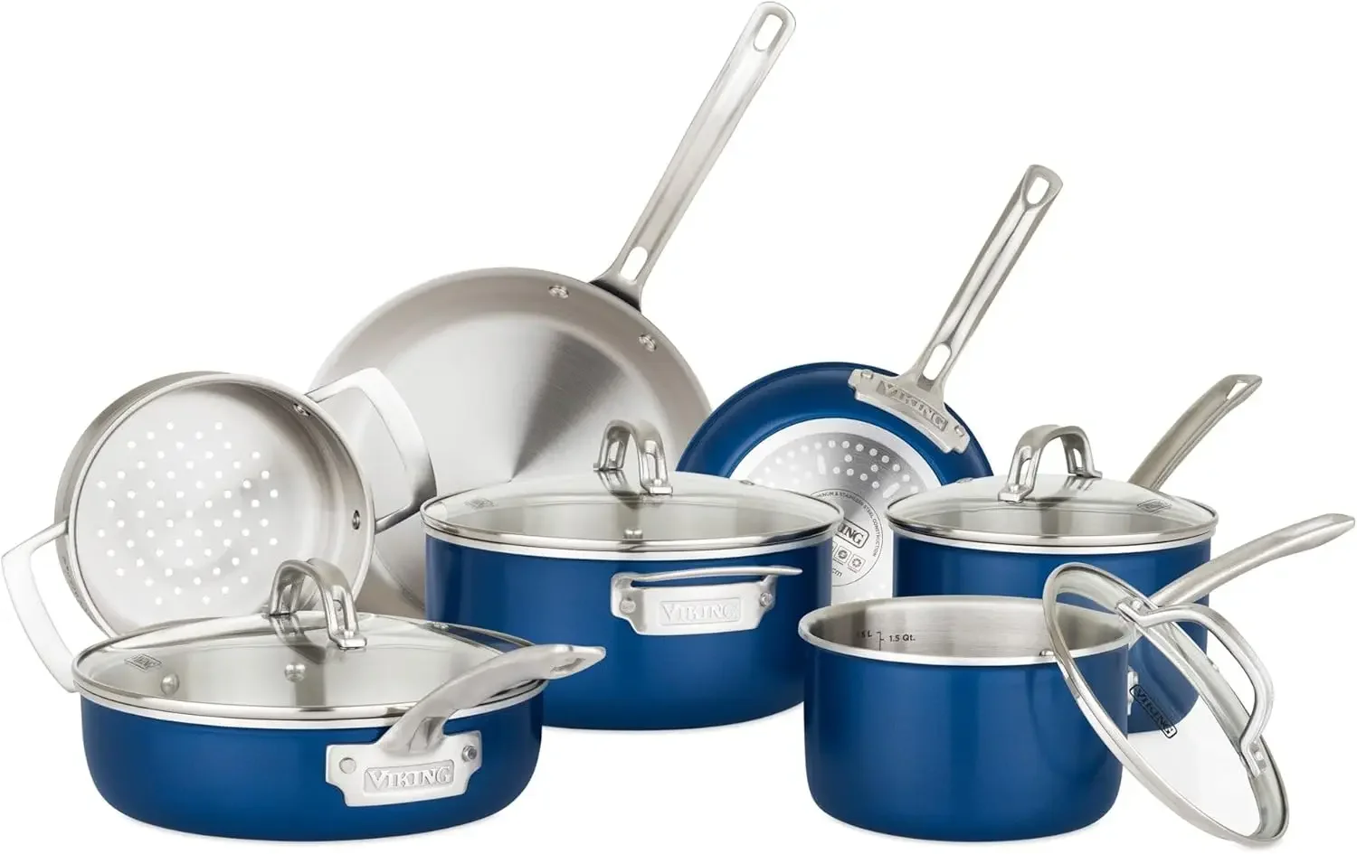 Viking Multi-Ply 2-Ply 11-Piece Blue Cookware Set with Glass Lids non stick cooking pot set
Viking Multi-Ply 2-Ply 11-Piece Blue Cookware Set with Glass Lids non stick cooking pot set