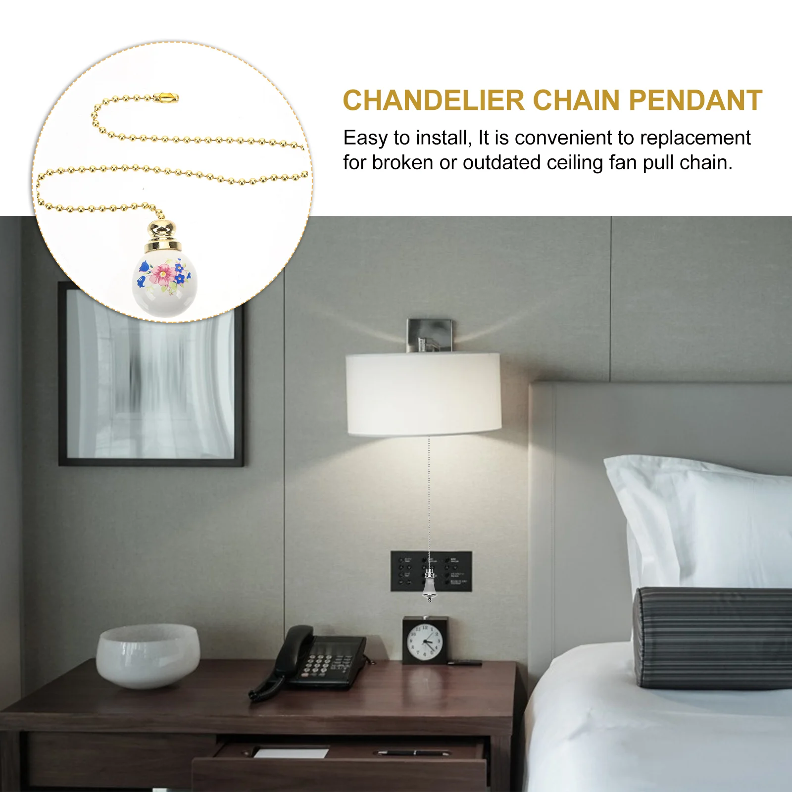 Ceiling Fan Pull Chain Extender Stylish Light Pull Chain Replacement for Ceiling Lamp and Fan Decorative Home Lighting Accessory
Ceiling Fan Pull Chain Extender Stylish Light Pull Chain Replacement for Ceiling Lamp and Fan Decorative Home Lighting Accessory