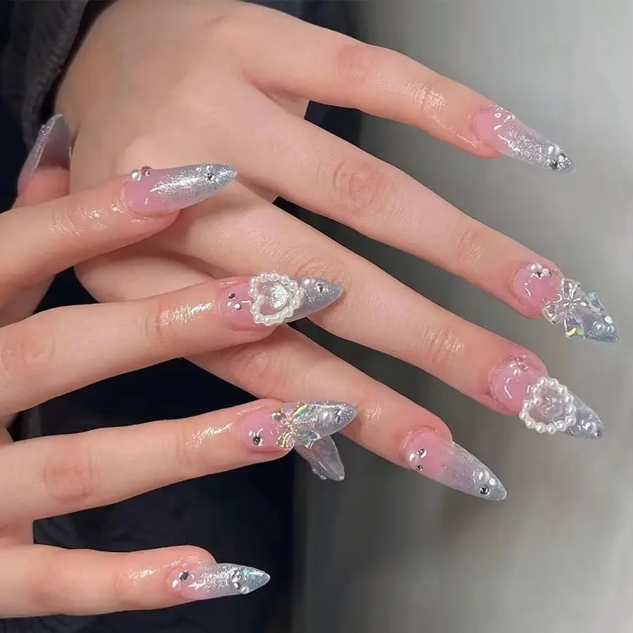 24Pcs Pink 3D Heart Wearing Nail Art Long Stiletto False Nails Sweet Cool Wave Designs Reusable with Jelly Glue Acrylic Nails
24Pcs Pink 3D Heart Wearing Nail Art Long Stiletto False Nails Sweet Cool Wave Designs Reusable with Jelly Glue Acrylic Nails