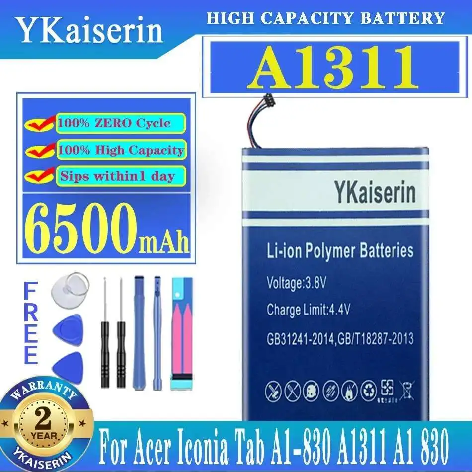 For Acer Iconia Tab A1-830 A1311 A1 830 6500Mah Tablet Battery Safe Reliable Replacement
For Acer Iconia Tab A1-830 A1311 A1 830 6500Mah Tablet Battery Safe Reliable Replacement