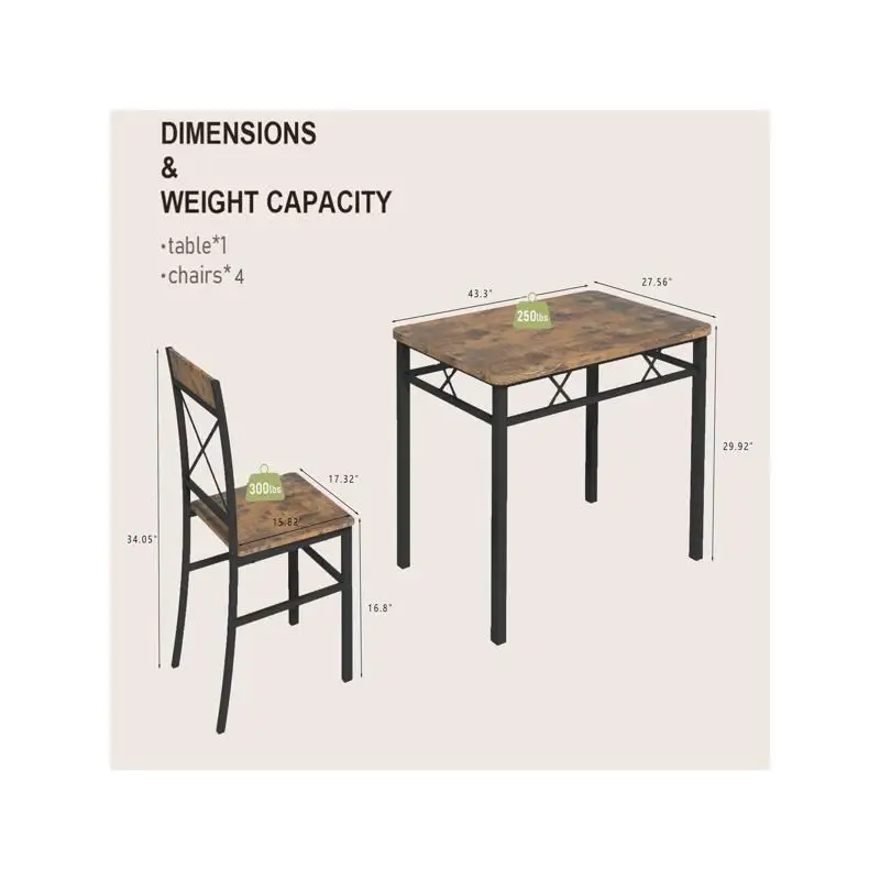 Компактный набор обеденных столов коричневого цвета в деревенском стиле на 4 человека, деревянный кухонный стол со стульями, идеально подходящий для небольших помещений
Компактный набор обеденных столов коричневого цвета в деревенском стиле на 4 человека, деревянный кухонный стол со стульями, идеально подходящий для небольших помещений