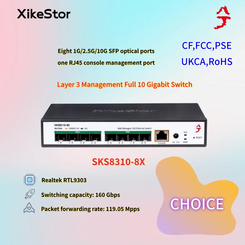 XikeStor three-layer management full 10G switch, high-speed 10G network connection, 512MB SDRAM memory + 32MB flash memory
XikeStor three-layer management full 10G switch, high-speed 10G network connection, 512MB SDRAM memory + 32MB flash memory