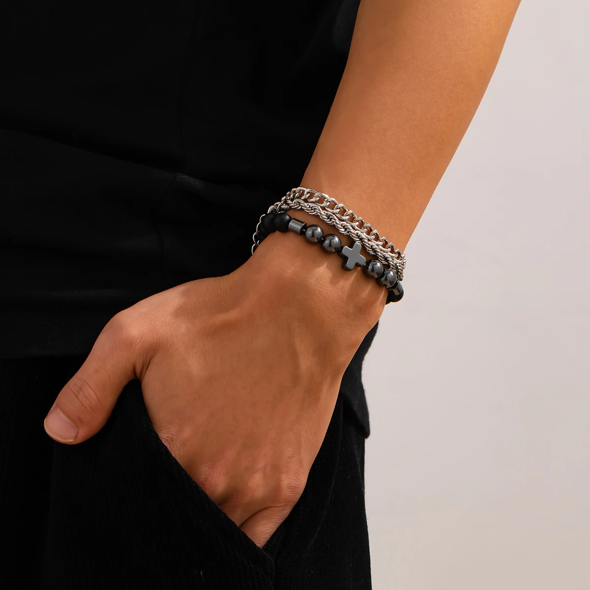 Salircon 3pcs/set Trendy Hip Hop Cross Black Stone Beaded Bracelets for Men 2025 Classic Adjustable Chain Bracelet Party Jewelry
Salircon 3pcs/set Trendy Hip Hop Cross Black Stone Beaded Bracelets for Men 2025 Classic Adjustable Chain Bracelet Party Jewelry